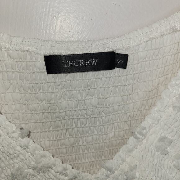 Teacrew Babydoll Mini Dress Size Small White Smocked Romantic Ruffles Boho Tired - Picture 2 of 12